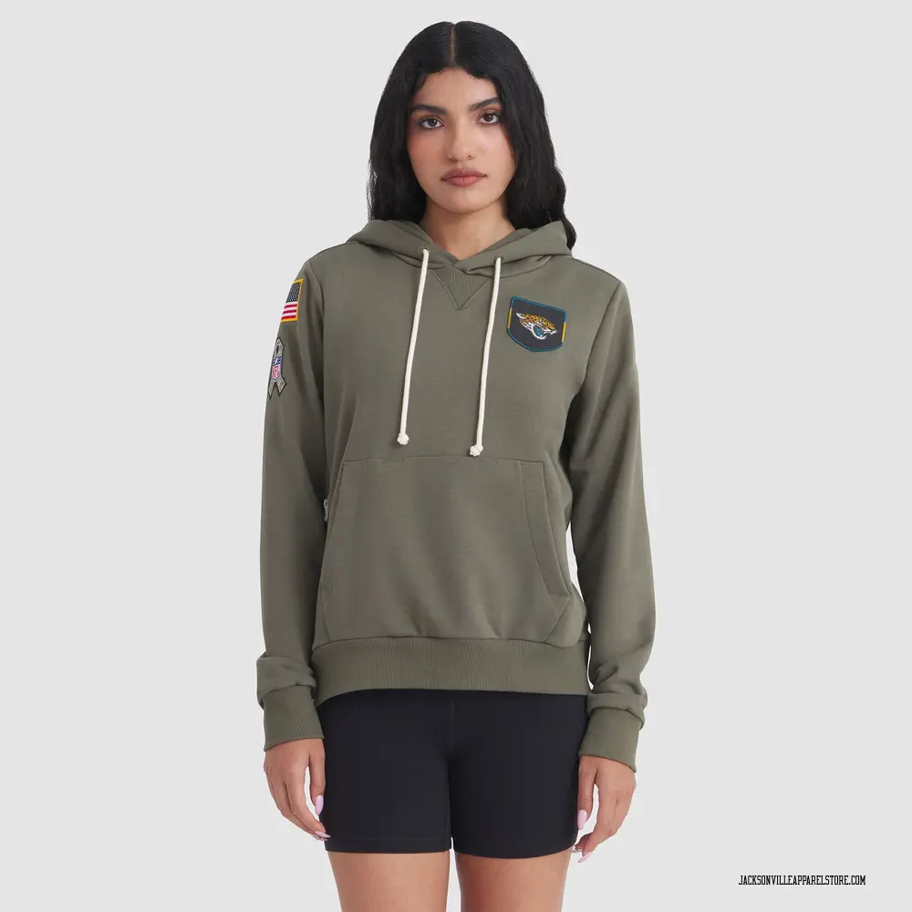 Women's Olive Jacksonville Jaguars 2025 Salute to Service Sideline Hoodie