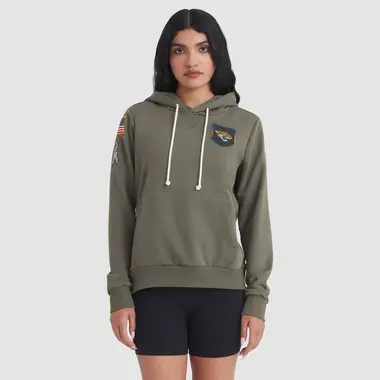 Women's Olive Jacksonville Jaguars 2025 Salute to Service Sideline Hoodie