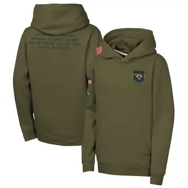 Youth Olive Jacksonville Jaguars 2025 Salute to Service Club Fleece Hoodie